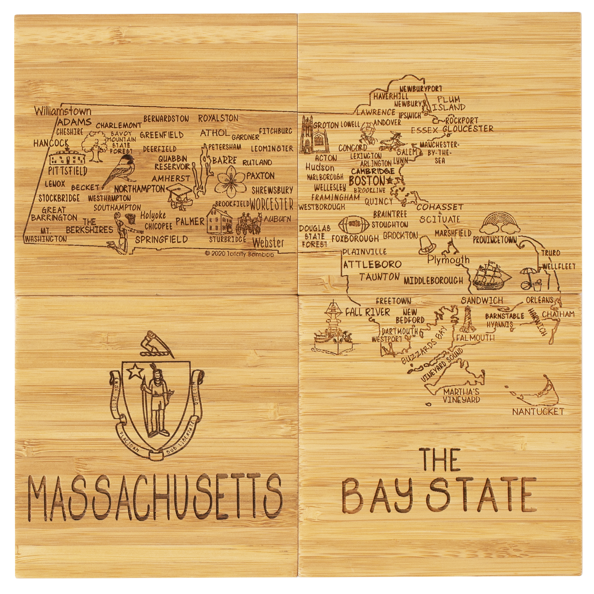 Massachusetts Puzzle Coaster Set 1