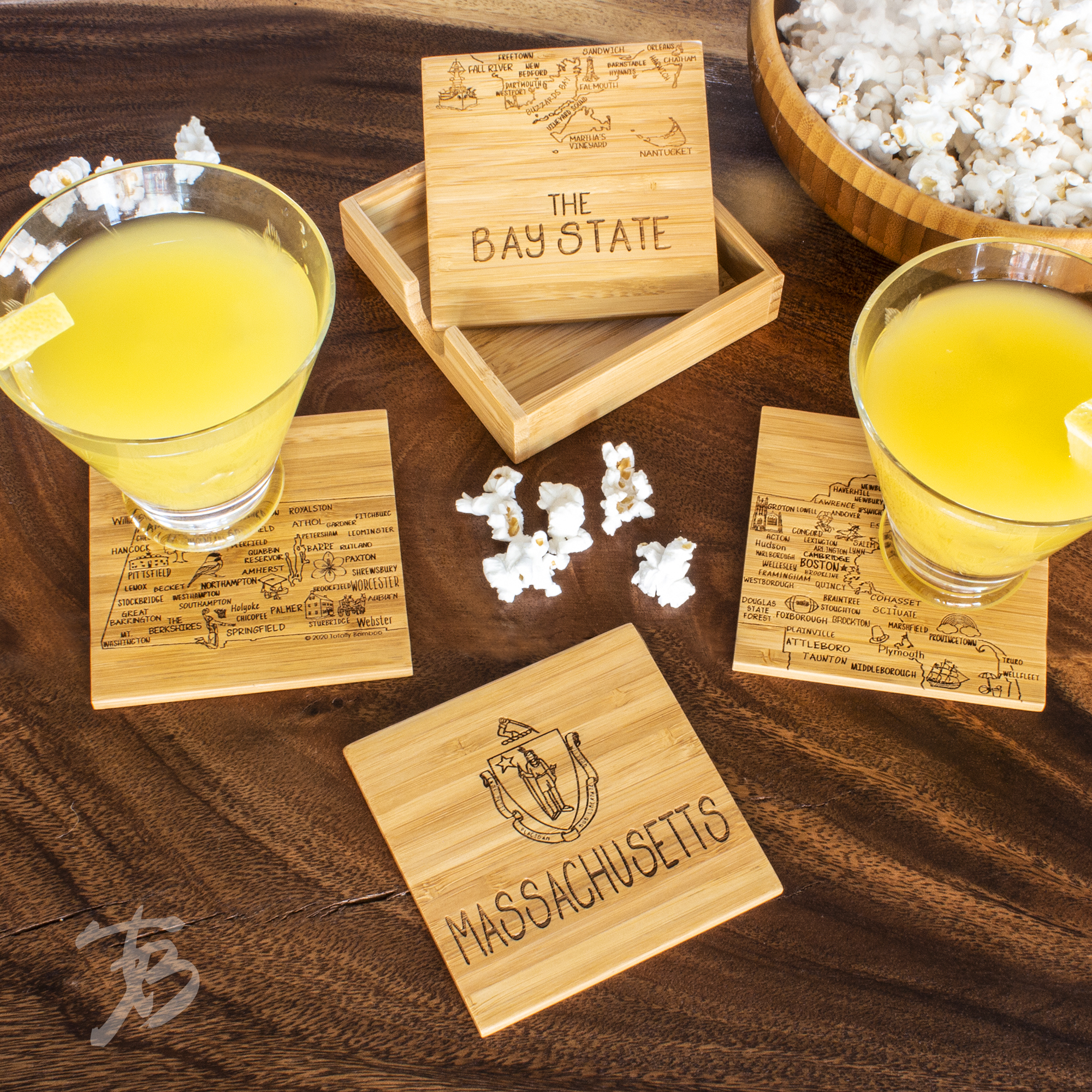 Massachusetts Puzzle Coaster Set 1