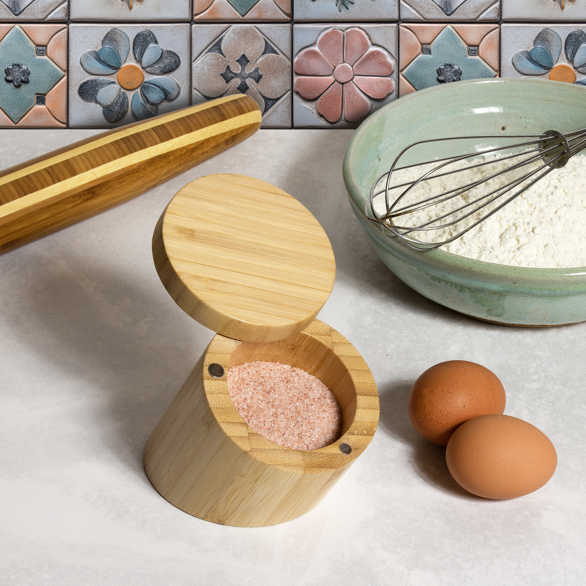 Bamboo Angled Salt Cellar 1