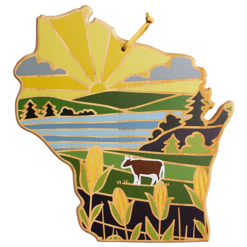 Wisconsin State Shaped Cutting & Serving Board w/Artwork by Summer Stokes 2 Wisconsin State Shaped Cutting & Serving Board w/Artwork by Summer Stokes 2