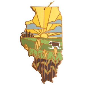 Illinois State Shaped Serving & Cutting Board w/Artwork by Summer Stokes 2 Illinois State Shaped Serving & Cutting Board w/Artwork by Summer Stokes 2