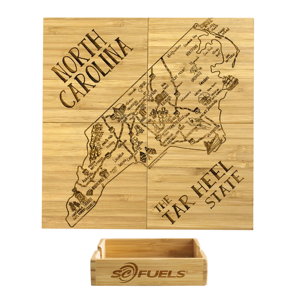 North Carolina Puzzle Coaster Set 1