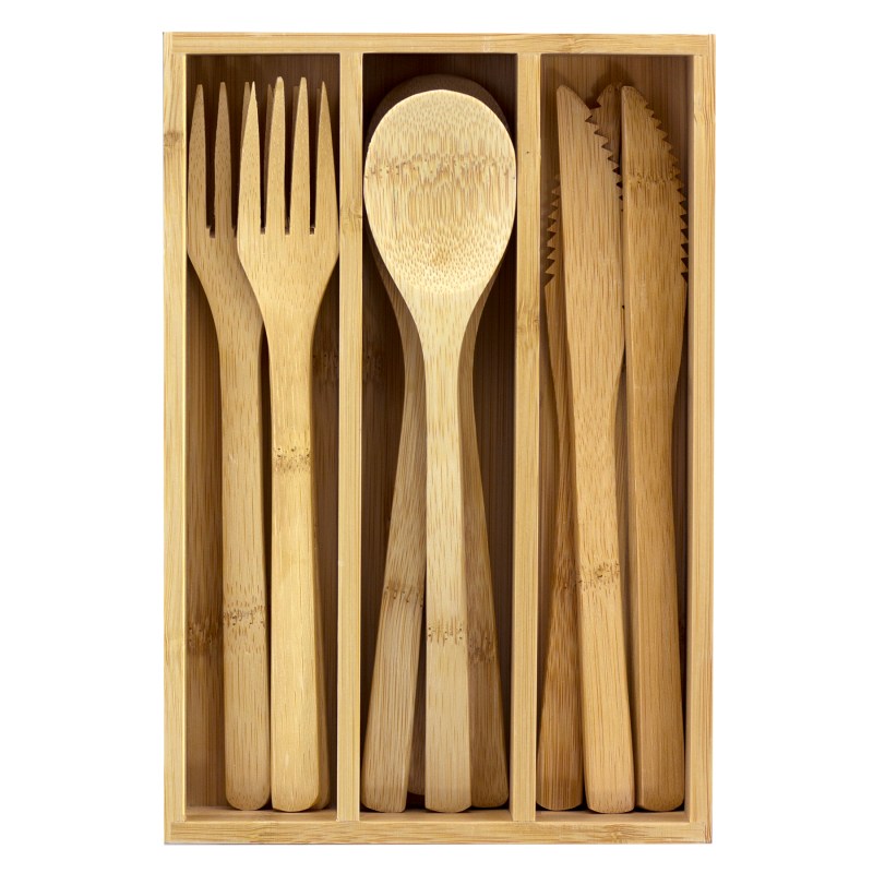 12 Piece Reusable Bamboo Flatware Set in Storage Case 1 12 Piece Reusable Bamboo Flatware Set in Storage Case 1
