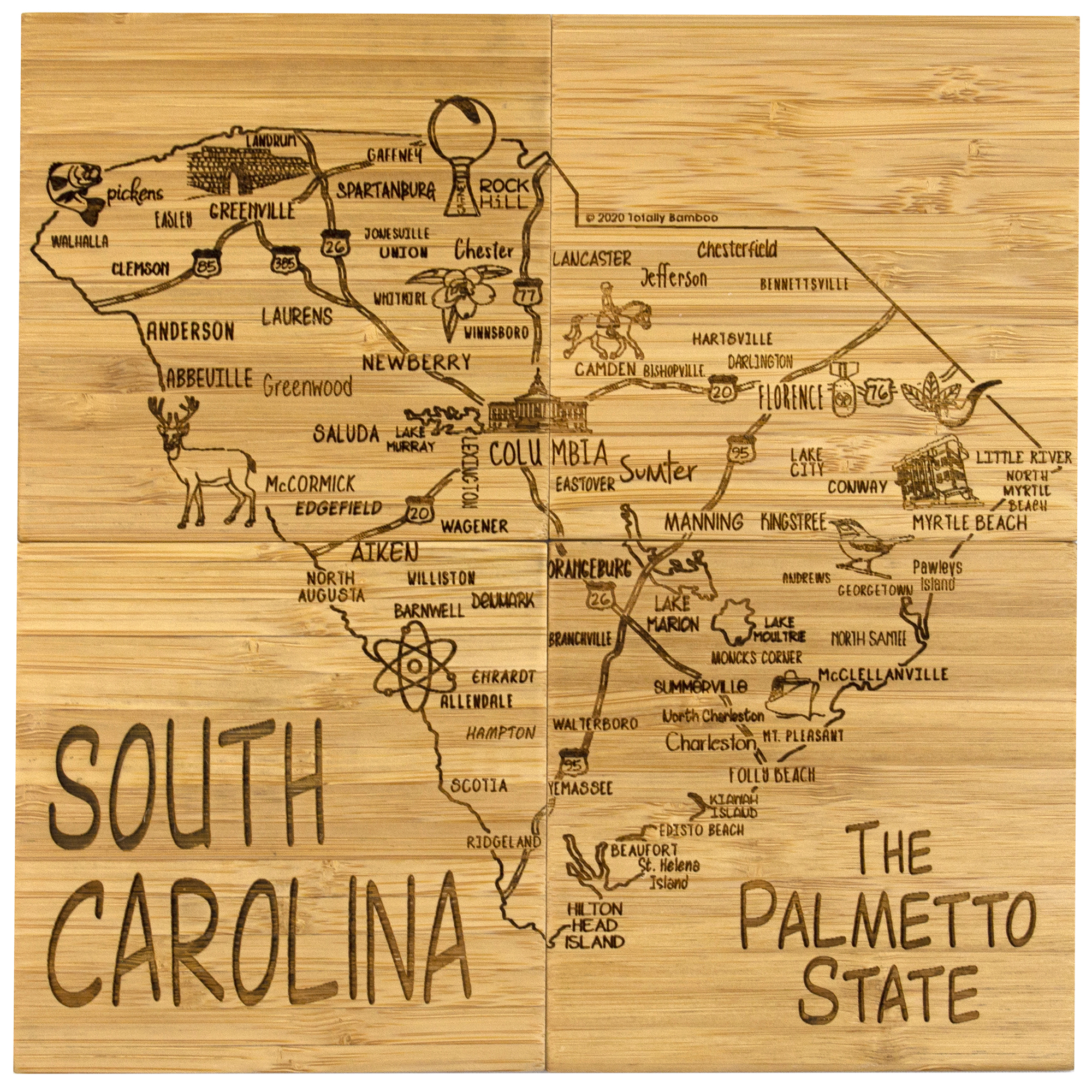 South Carolina Puzzle Coaster Set 1