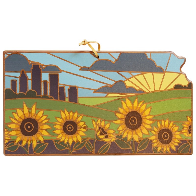 Kansas State Shaped Serving & Cutting Board w/Artwork by Summer Stokes 2 Kansas State Shaped Serving & Cutting Board w/Artwork by Summer Stokes 2