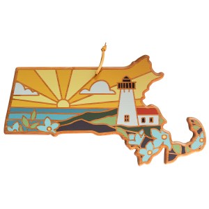 Massachusetts State Shaped Serving & Cutting Board w/Artwork by Summer Stokes 2 Massachusetts State Shaped Serving & Cutting Board w/Artwork by Summer Stokes 2