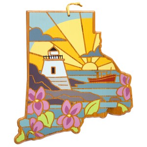 Rhode Island State Shaped Serving & Cutting Board w/Artwork by Summer Stokes 2 Rhode Island State Shaped Serving & Cutting Board w/Artwork by Summer Stokes 2