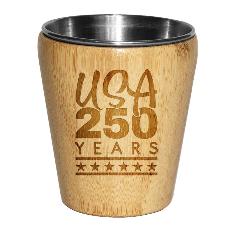 Limited Edition USA 250 Years Bamboo Shot Glass w/Stainless Steel Interior 1 Limited Edition USA 250 Years Bamboo Shot Glass w/Stainless Steel Interior 1