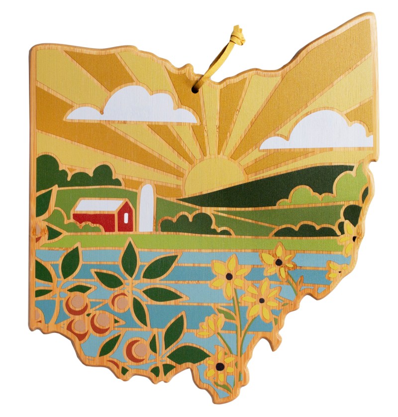 Ohio State Shaped Cutting & Serving Board w/Artwork by Summer Stokes 2 Ohio State Shaped Cutting & Serving Board w/Artwork by Summer Stokes 2