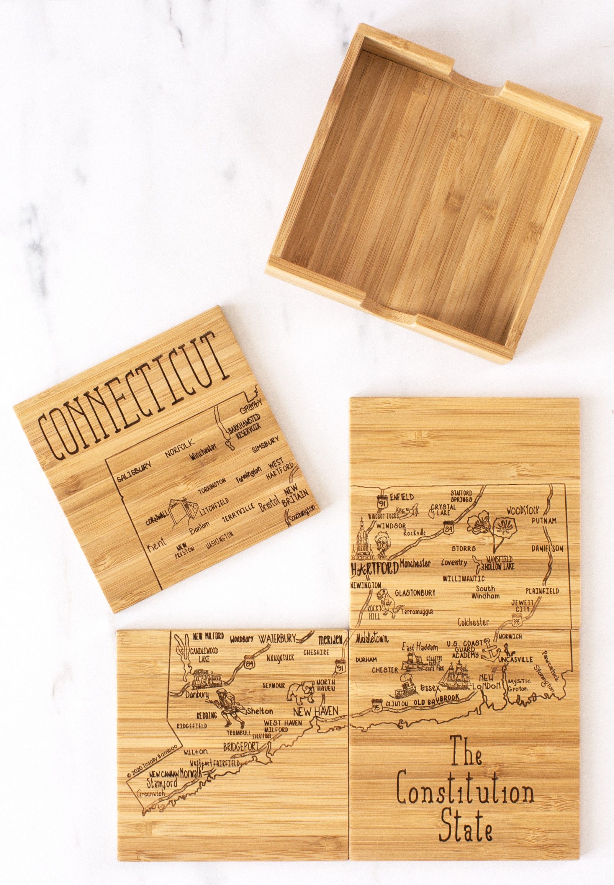Connecticut Puzzle Coaster Set 1