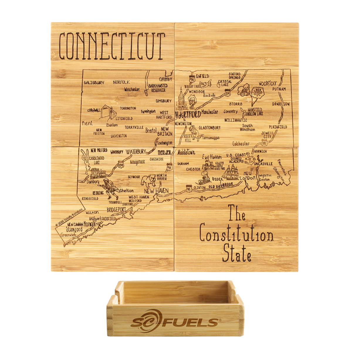 Connecticut Puzzle Coaster Set 1