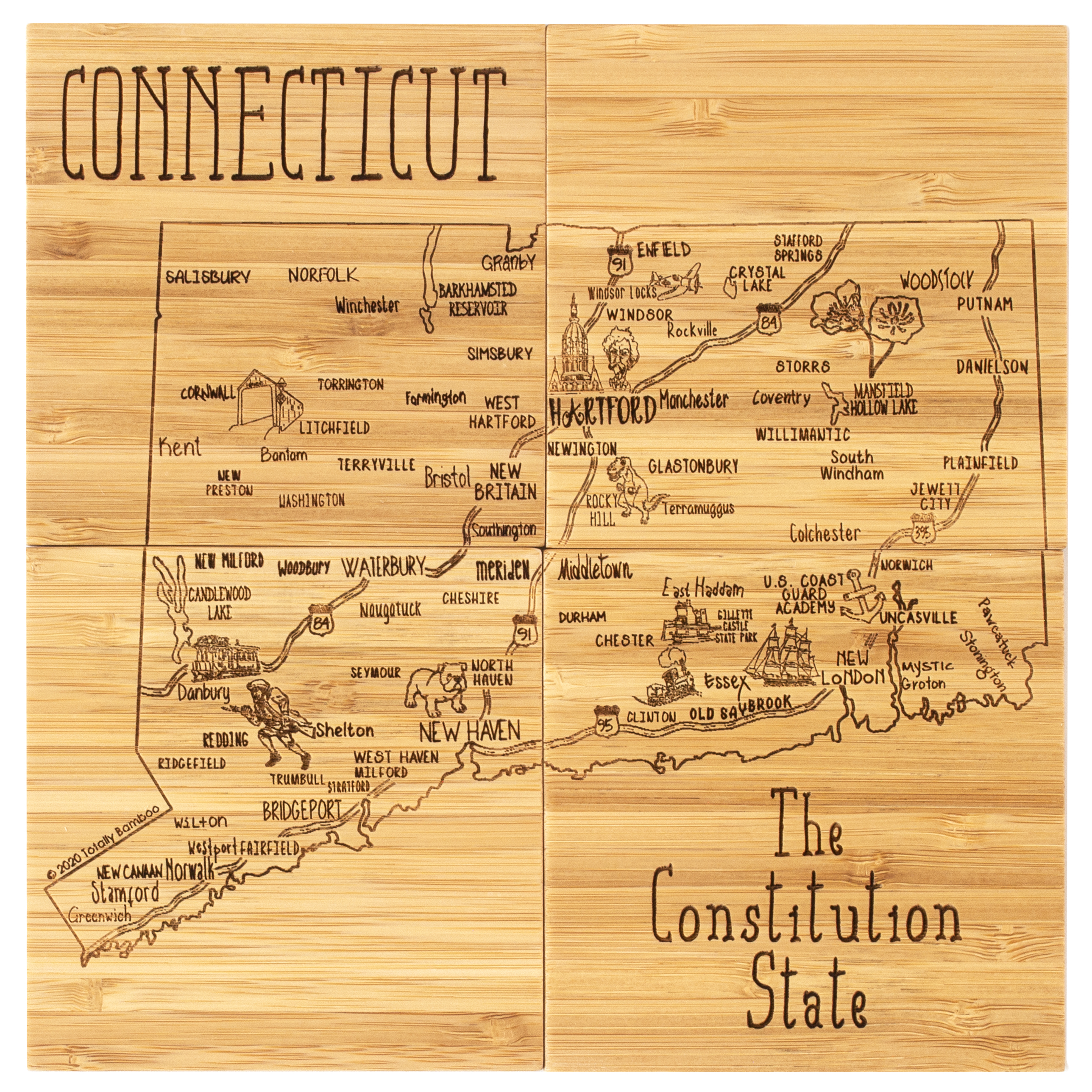 Connecticut Puzzle Coaster Set 1