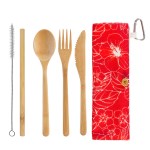 Take-Along Flatware Red Hibiscus Utensil Roll 2 Take-Along Flatware Red Hibiscus Utensil Roll 2