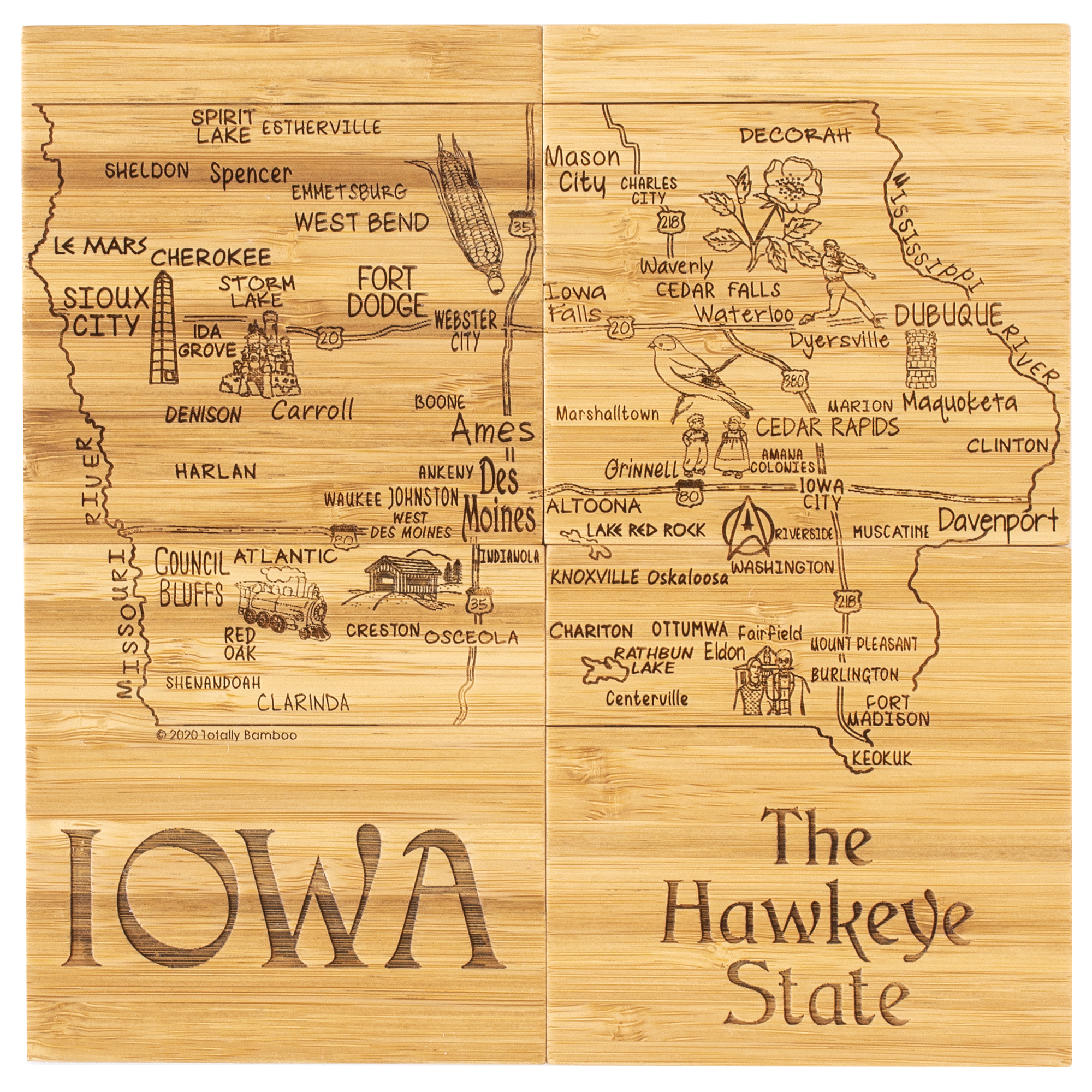 Iowa Puzzle Coaster Set 1