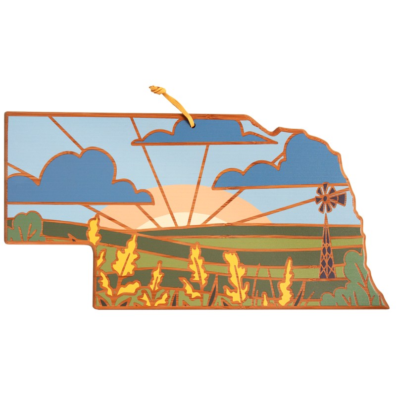 Nebraska State Shaped Serving & Cutting Board w/Artwork by Summer Stokes 2 Nebraska State Shaped Serving & Cutting Board w/Artwork by Summer Stokes 2