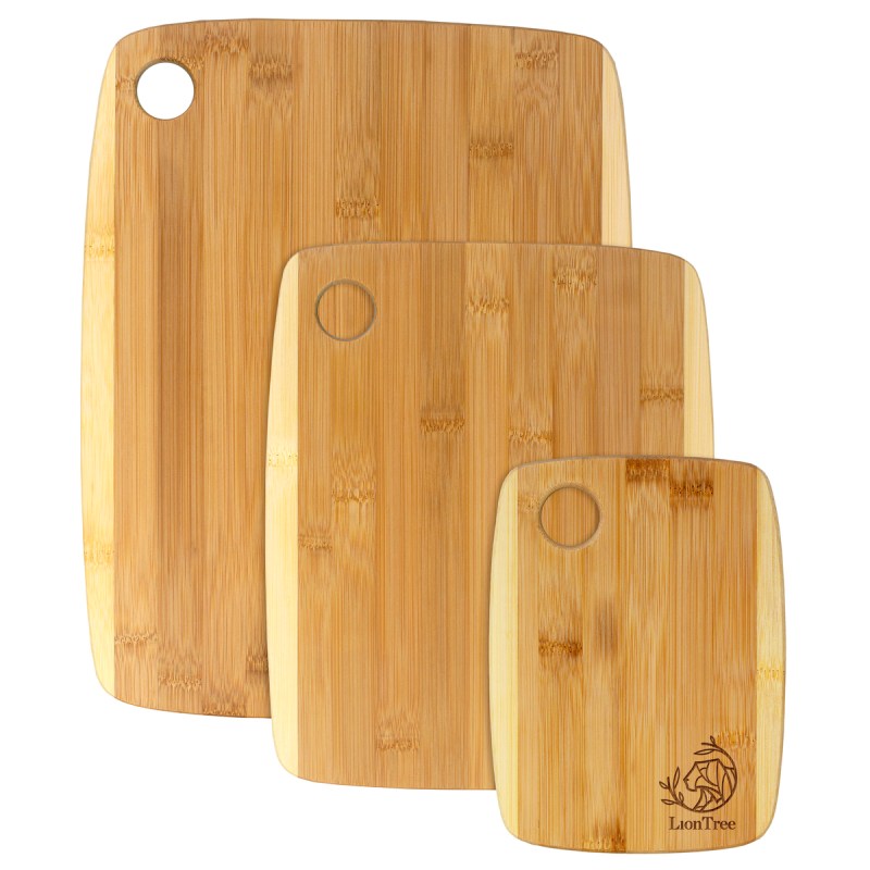 3-Piece Two-Tone Bamboo Serving & Cutting Board Set 1 3-Piece Two-Tone Bamboo Serving & Cutting Board Set 1