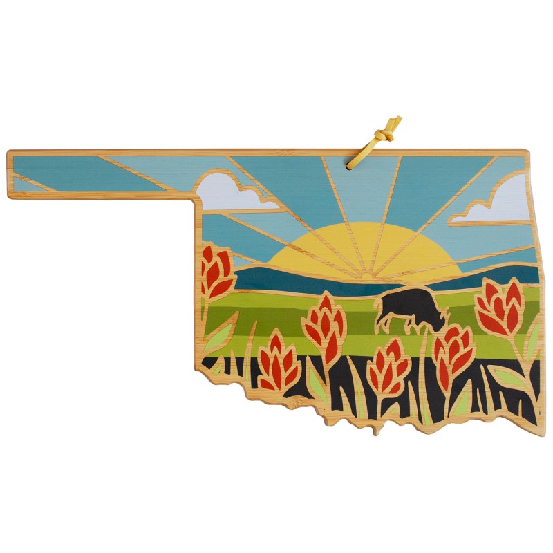 Oklahoma State Shaped Cutting & Serving Board w/Artwork by Summer Stokes 2 Oklahoma State Shaped Cutting & Serving Board w/Artwork by Summer Stokes 2