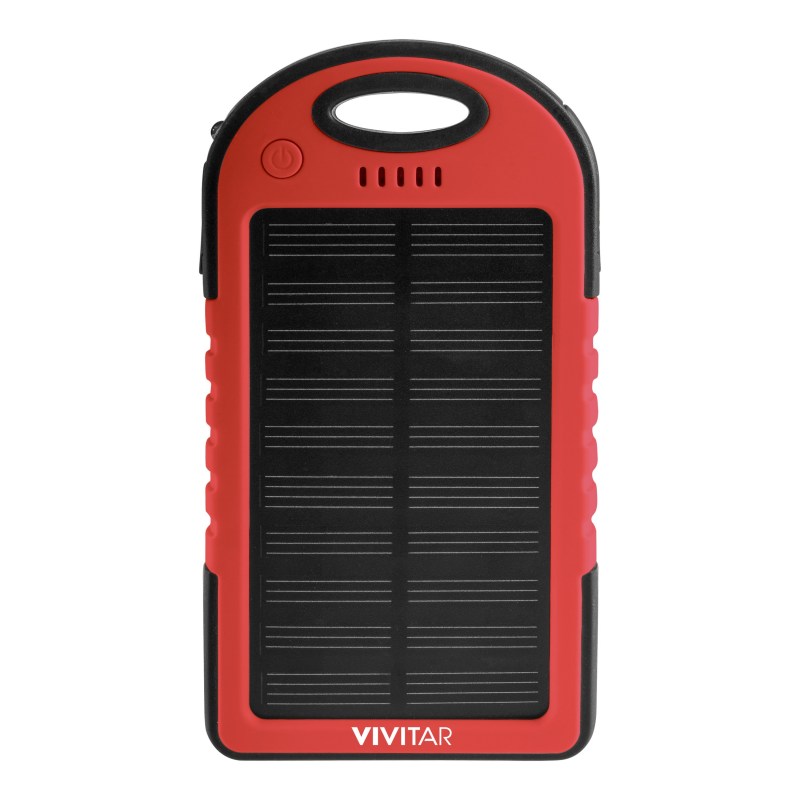 Vivitar® Red 4000mAh Solar & Waterproof Rechargeable Powerbank 1 Vivitar® Red 4000mAh Solar & Waterproof Rechargeable Powerbank 1