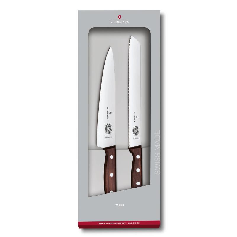 Victorinox Swiss Army Corporate Gifts Cutlery Set, 2-Piece Kitchen Set (7½" Carving, 8" Bread), Wood 2 Victorinox Swiss Army Corporate Gifts Cutlery Set, 2-Piece Kitchen Set (7½" Carving, 8" Bread), Wood 2