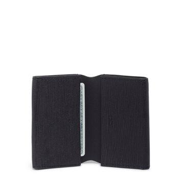 Tumi Nassau Double Gusseted Card Case- Black Embossed Leather 2 Tumi Nassau Double Gusseted Card Case- Black Embossed Leather 2