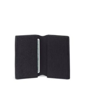 Tumi Nassau Double Gusseted Card Case- Black Embossed Leather 2 Tumi Nassau Double Gusseted Card Case- Black Embossed Leather 2