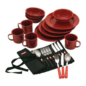 Coleman 24Pc Enamelware Dish Set And Flatware 2 Coleman 24Pc Enamelware Dish Set And Flatware 2