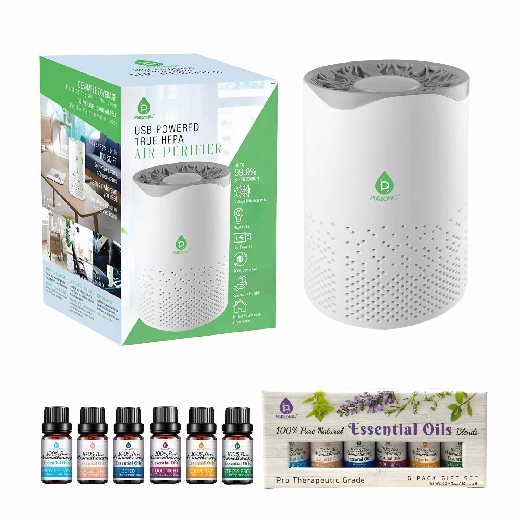 Pursonic Air Purifier With 6-Pack Premium Essential Oils Collection 2 Pursonic Air Purifier With 6-Pack Premium Essential Oils Collection 2