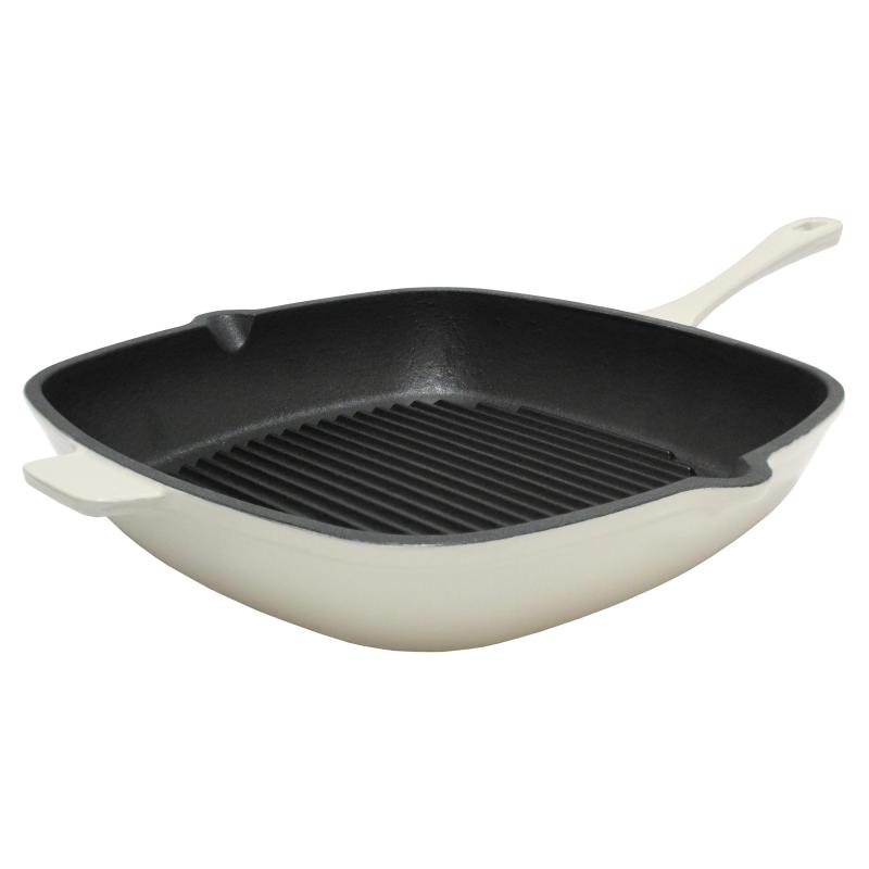 BergHoff Neo 11" Cast Iron Square Grill Pan, Meringue 2 BergHoff Neo 11" Cast Iron Square Grill Pan, Meringue 2
