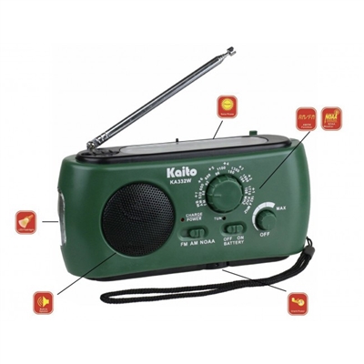 Kaito KA332 Portable Hand Crank Solar AM/FM NOAA Weather Radio 1 Kaito KA332 Portable Hand Crank Solar AM/FM NOAA Weather Radio 1