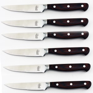 BergHoff Pakka Wood Ss Steak Knives, Set Of 6, 12" 2 BergHoff Pakka Wood Ss Steak Knives, Set Of 6, 12" 2