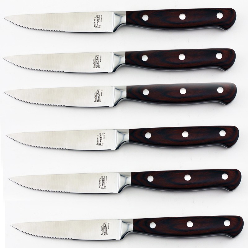 BergHoff Pakka Wood Ss Steak Knives, Set Of 6, 12" 2 BergHoff Pakka Wood Ss Steak Knives, Set Of 6, 12" 2