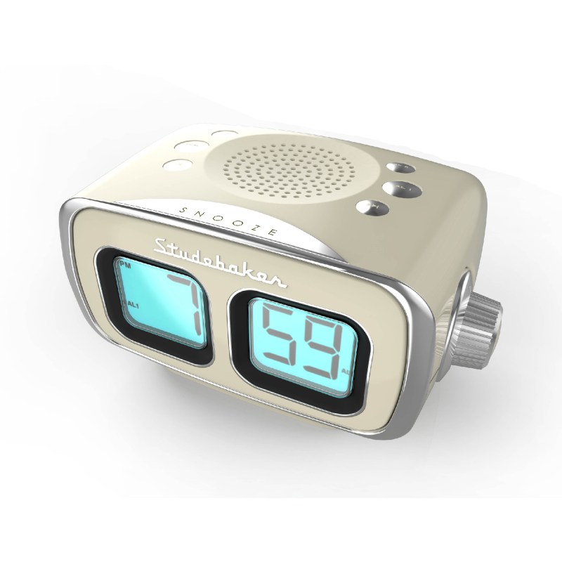 Studebaker Cream White Retro Digital AM/FM Clock Radio 1 Studebaker Cream White Retro Digital AM/FM Clock Radio 1