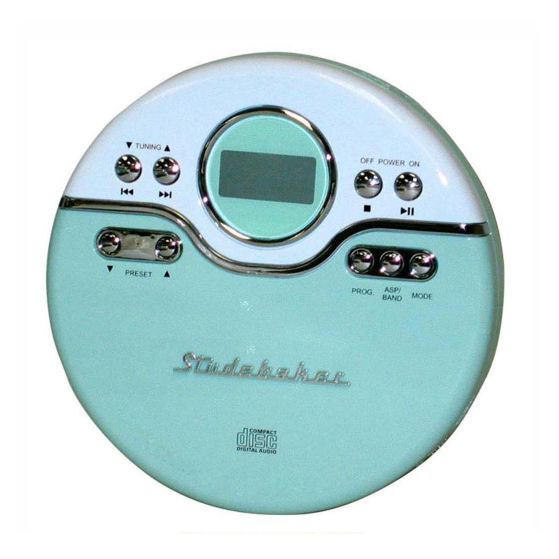 Studebaker Mint Green & White Joggable Personal CD Player w/60 Second ASP & FM Radio 1 Studebaker Mint Green & White Joggable Personal CD Player w/60 Second ASP & FM Radio 1