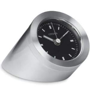 Citizen® Black Dial & Brushed Silver-Tone Desk Clock 1 Citizen® Black Dial & Brushed Silver-Tone Desk Clock 1