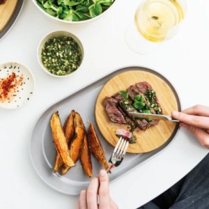 BergHoff® Leo Oval Plate w/Bamboo Cutting Board 1 BergHoff® Leo Oval Plate w/Bamboo Cutting Board 1