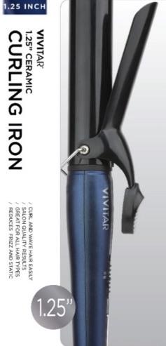 Vivitar® 1¼" Ceramic Blue Curling Wand 1 Vivitar® 1¼" Ceramic Blue Curling Wand 1