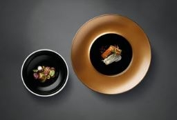 BergHoff® Gem 2 Piece Deep Presentation Plate & Bowl (Black & Gold) 1 BergHoff® Gem 2 Piece Deep Presentation Plate & Bowl (Black & Gold) 1