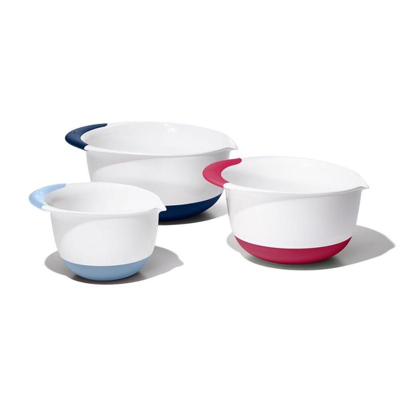 OXO Good Grips 3Pc Mixing Bowl Set W/ Colored Handles 2 OXO Good Grips 3Pc Mixing Bowl Set W/ Colored Handles 2