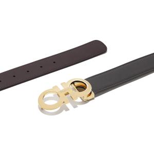 Salvatore Ferragamo Reversible And Adjustable Gancini Belt - Black/Hickory Brown 2 Salvatore Ferragamo Reversible And Adjustable Gancini Belt - Black/Hickory Brown 2
