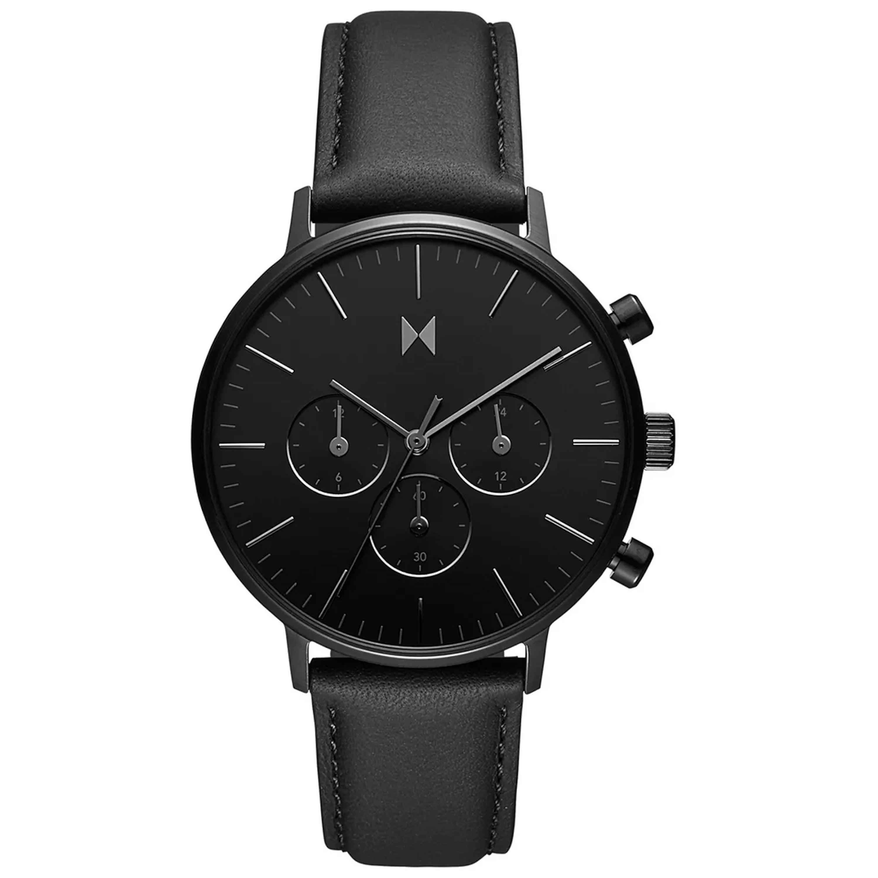 MVMT Black Leather Watch Strap MVMT watch 41mm black/gold face, black leather... | Depop main image 2