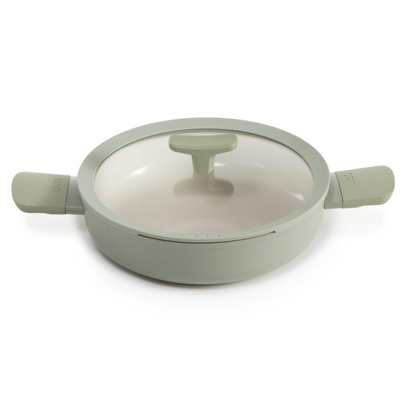BergHoff Leo Balance Ns Ceramic Sauté Pan 10.25", 3.1Qt. w/Glass Lid, Recycled Aluminum, Sage 2 BergHoff Leo Balance Ns Ceramic Sauté Pan 10.25", 3.1Qt. w/Glass Lid, Recycled Aluminum, Sage 2