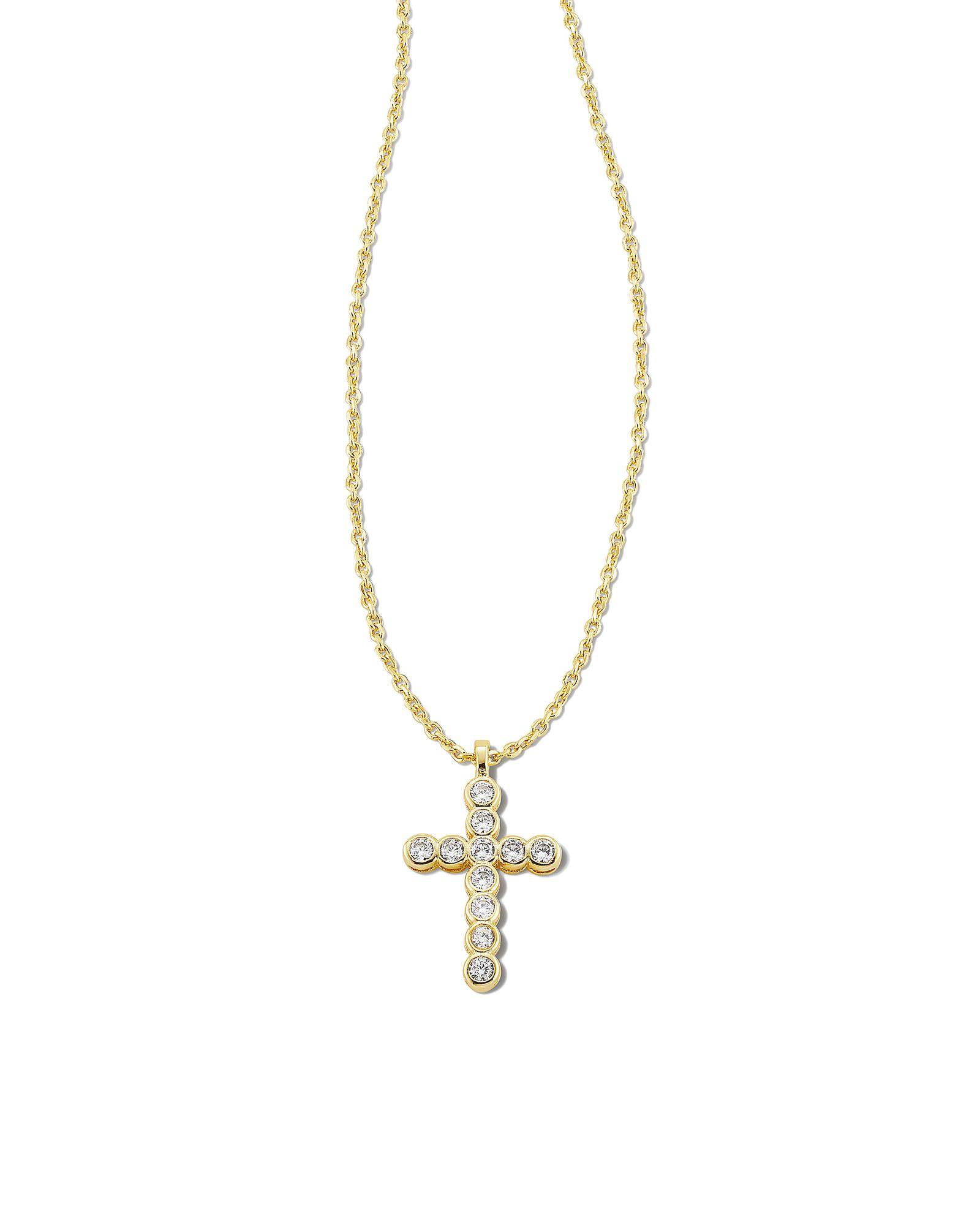 Kendra Scott Cross Crystal Pendant Necklace - Yellow Gold 2 Kendra Scott Cross Crystal Pendant Necklace - Yellow Gold 2