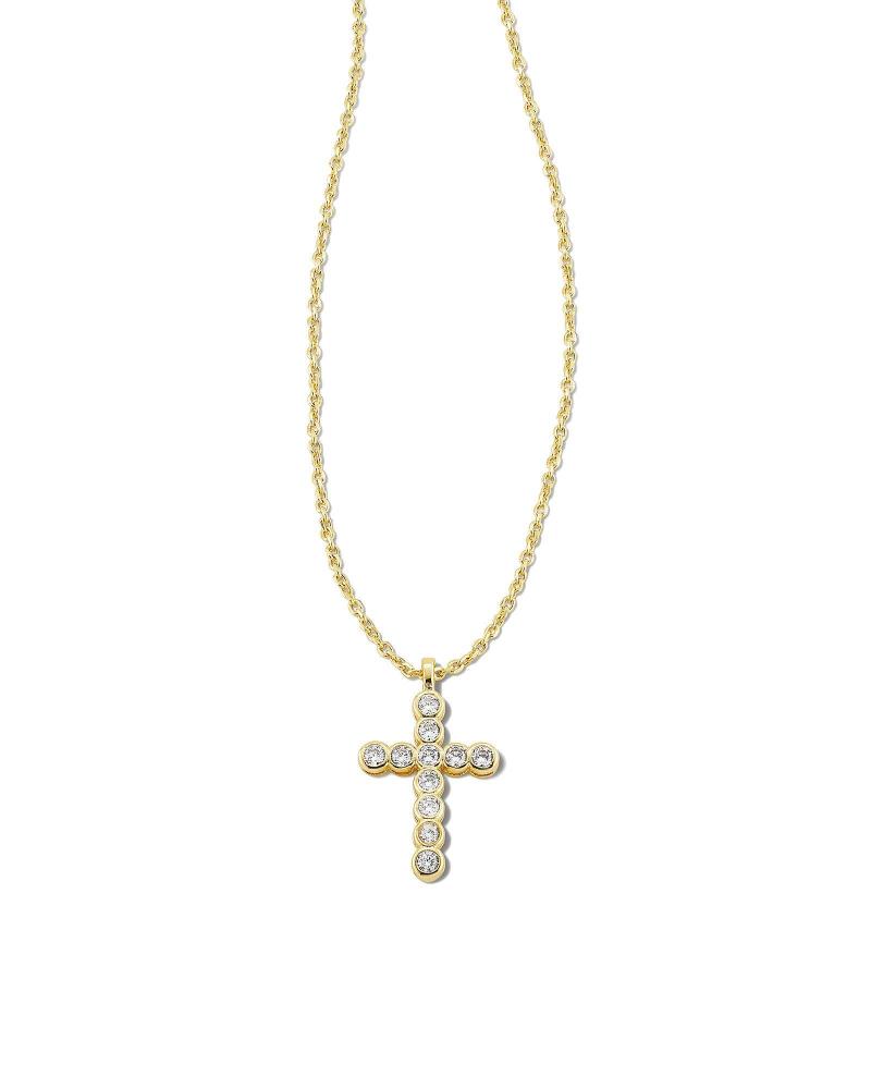 Kendra Scott Cross Crystal Pendant Necklace - Yellow Gold 2 Kendra Scott Cross Crystal Pendant Necklace - Yellow Gold 2