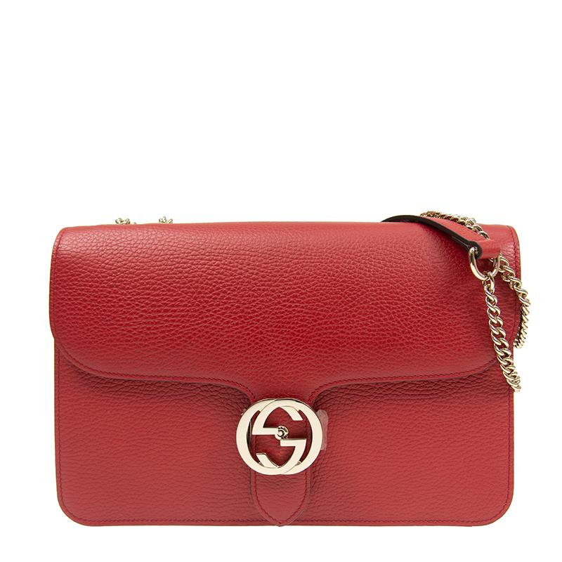 Gucci Interlocking G Chain Shoulder Bag - Red 2 Gucci Interlocking G Chain Shoulder Bag - Red 2