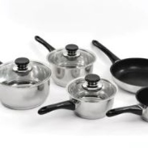 BergHoff® Vision 18/10 Stainless Steel 8 Piece Cookware Set w/Glass Lids 1 BergHoff® Vision 18/10 Stainless Steel 8 Piece Cookware Set w/Glass Lids 1