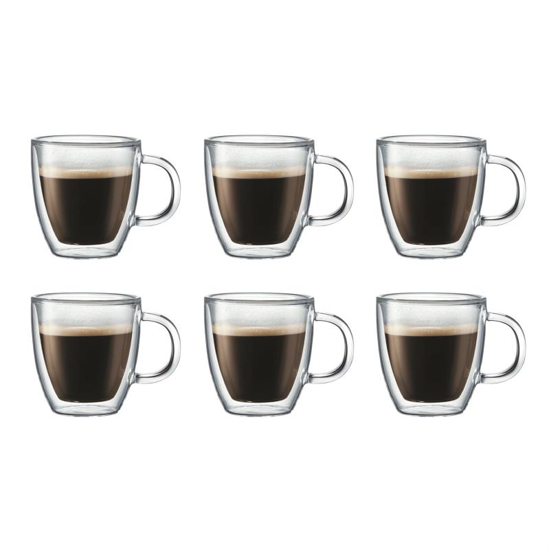 Bodum Bistro 6Pc 10 Oz. Double Wall Insulted Glass Mugs 2 Bodum Bistro 6Pc 10 Oz. Double Wall Insulted Glass Mugs 2