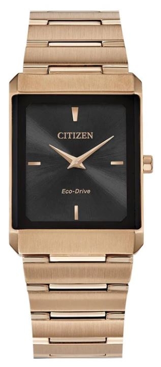 Citizen® Stiletto Tank Unisex/Large Eco-Drive® Two-Tone Watch w/Black Dial 1 Citizen® Stiletto Tank Unisex/Large Eco-Drive® Two-Tone Watch w/Black Dial 1