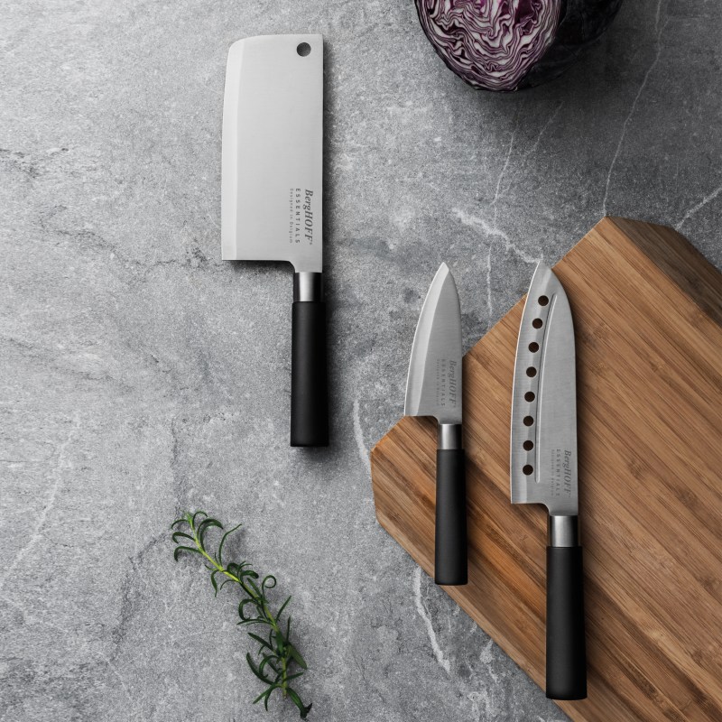 BergHoff® Essential Ss/Pp Handle Santoku Knife 7" W/ Holes Satin Finish 2 BergHoff® Essential Ss/Pp Handle Santoku Knife 7" W/ Holes Satin Finish 2