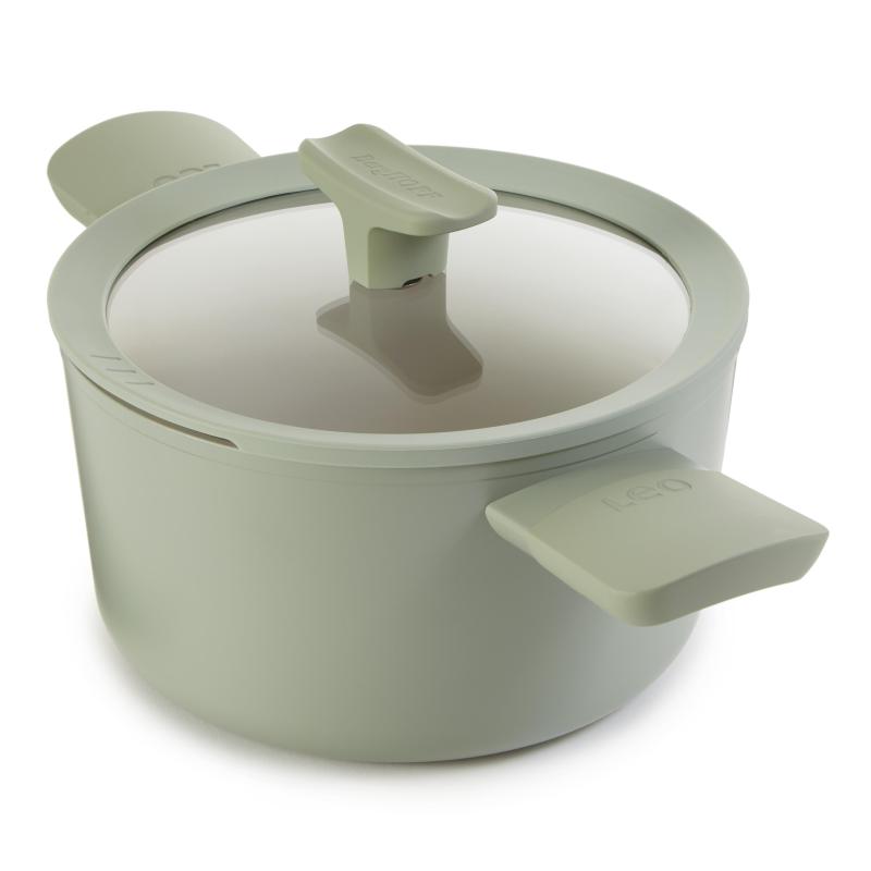 BergHoff Leo Balance Ns Ceramic Stockpot 8", 3.3Qt. w/Glass Lid, Recycled Aluminum, Sage 2 BergHoff Leo Balance Ns Ceramic Stockpot 8", 3.3Qt. w/Glass Lid, Recycled Aluminum, Sage 2