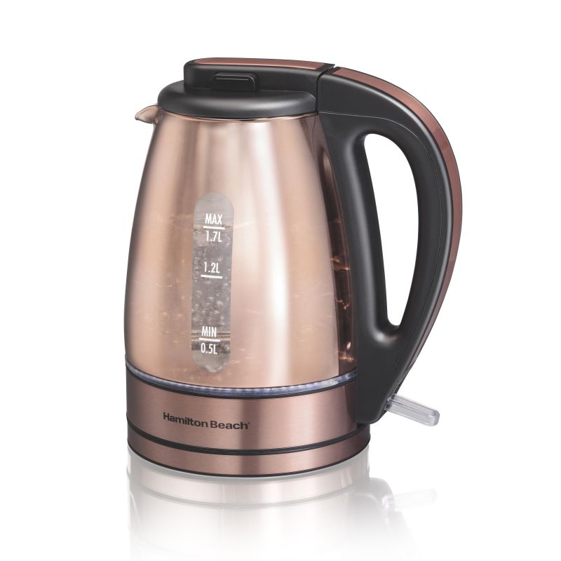 Hamilton Beach® 1.7 L Glass & Stainless Steel Kettle w/Copper Finish 2 Hamilton Beach® 1.7 L Glass & Stainless Steel Kettle w/Copper Finish 2